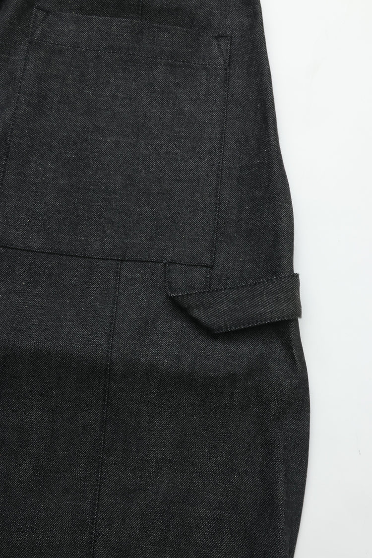 sage NATION  Box Pleat Short Denim - Raw Black