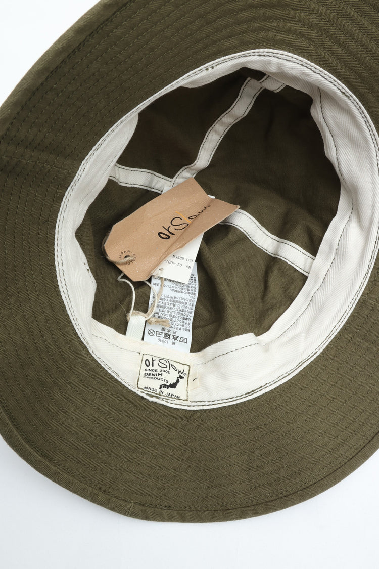 orslow  NAVY HAT HERRINGBONE GREEN