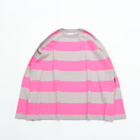 maillot  Wide Border Long-Tee (ワイドボーダーロングTee) MAK-21222 L.GRAY*PINK