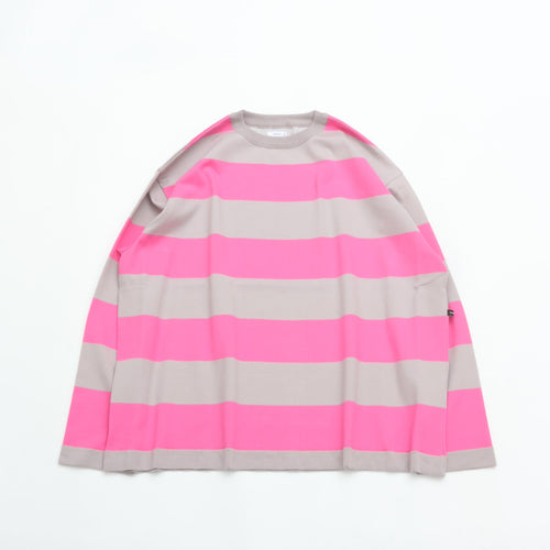 maillot  Wide Border Long-Tee (ワイドボーダーロングTee) MAK-21222 L.GRAY*PINK