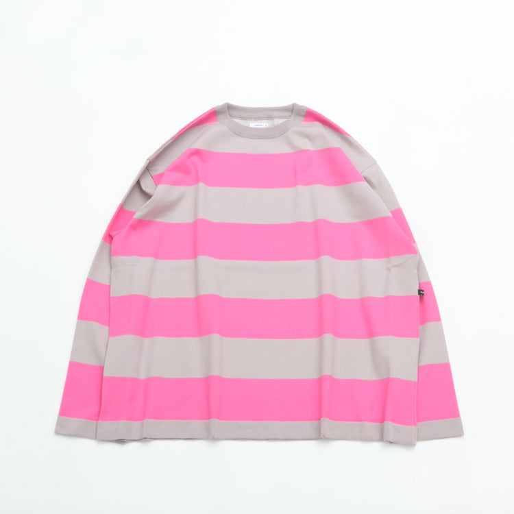 maillot  Wide Border Long-Tee (ワイドボーダーロングTee) MAK-21222 L.GRAY*PINK