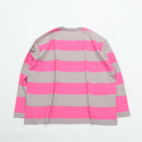 maillot  Wide Border Long-Tee (ワイドボーダーロングTee) MAK-21222 L.GRAY*PINK