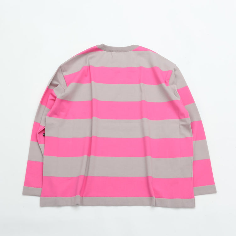 maillot  Wide Border Long-Tee (ワイドボーダーロングTee) MAK-21222 L.GRAY*PINK
