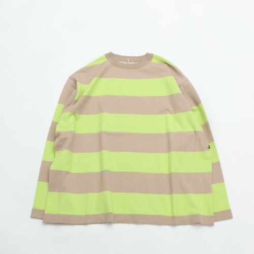 maillot / Wide Border Long-Tee (ワイドボーダーロングTee) MAK-21222 BEIGE*LIME