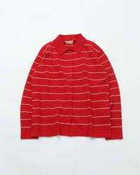 MEYAME   BORDER COTTON KNIT CARDIGAN RED