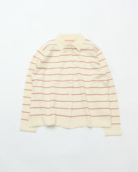 MEYAME   BORDER COTTON KNIT CARDIGAN WHITE