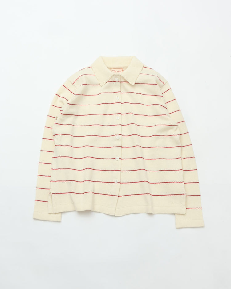 MEYAME   BORDER COTTON KNIT CARDIGAN WHITE