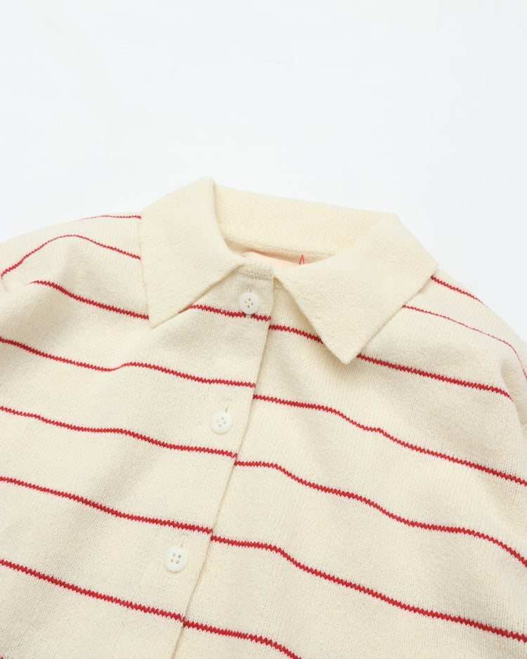 MEYAME   BORDER COTTON KNIT CARDIGAN WHITE