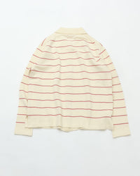 MEYAME   BORDER COTTON KNIT CARDIGAN WHITE