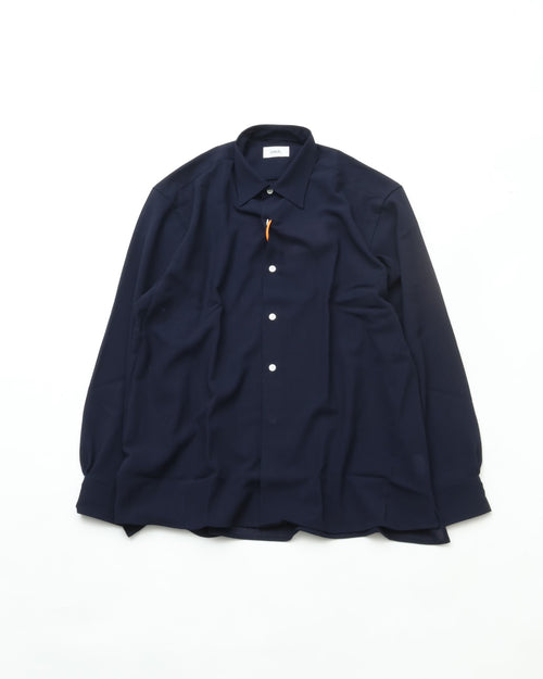 intch.   "Shalt SV" Wool Voile Regular Collar Shirts Navy