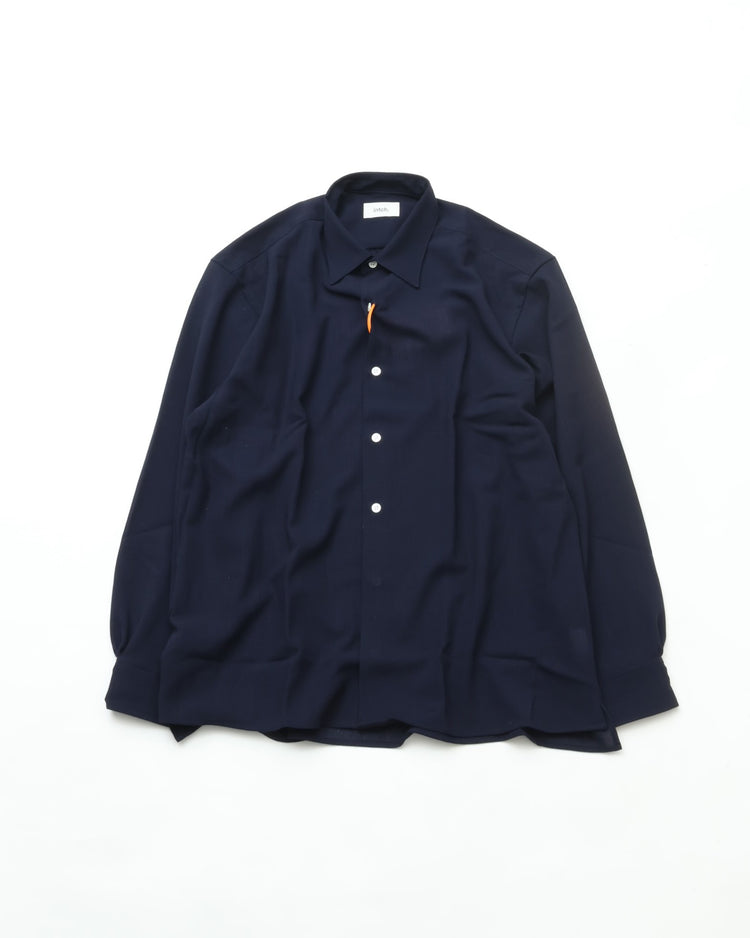 intch.   "Shalt SV" Wool Voile Regular Collar Shirts Navy