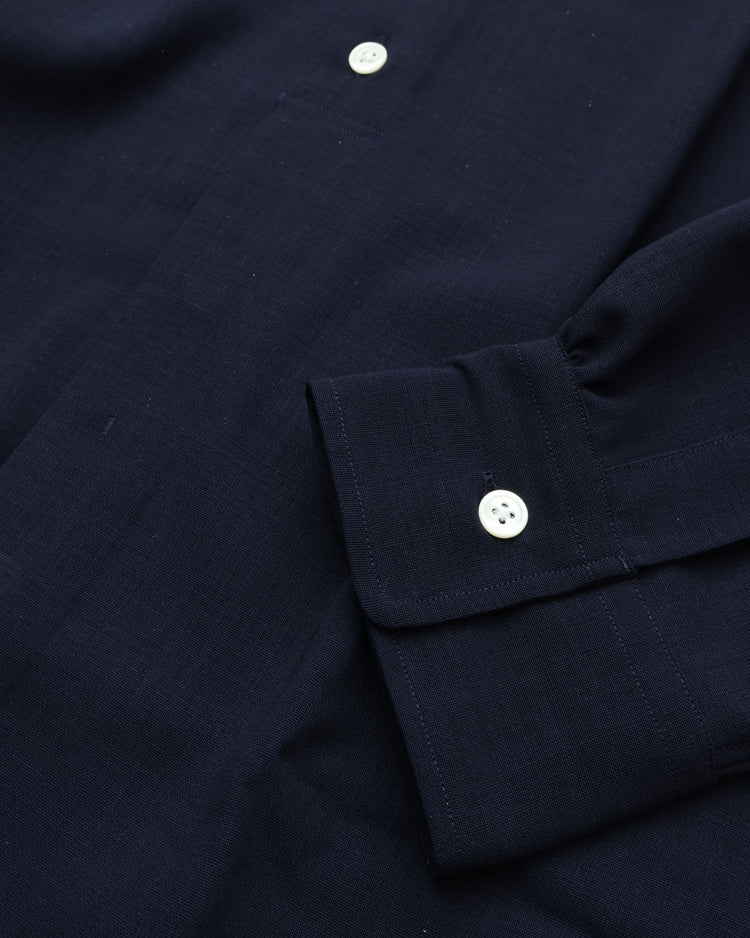 intch.   "Shalt SV" Wool Voile Regular Collar Shirts Navy