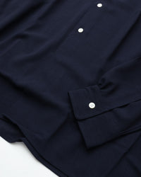 intch.   "Shalt SV" Wool Voile Regular Collar Shirts Navy