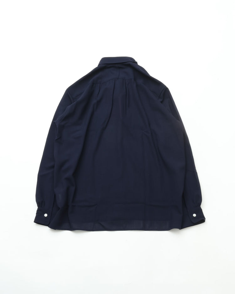 intch.   "Shalt SV" Wool Voile Regular Collar Shirts Navy