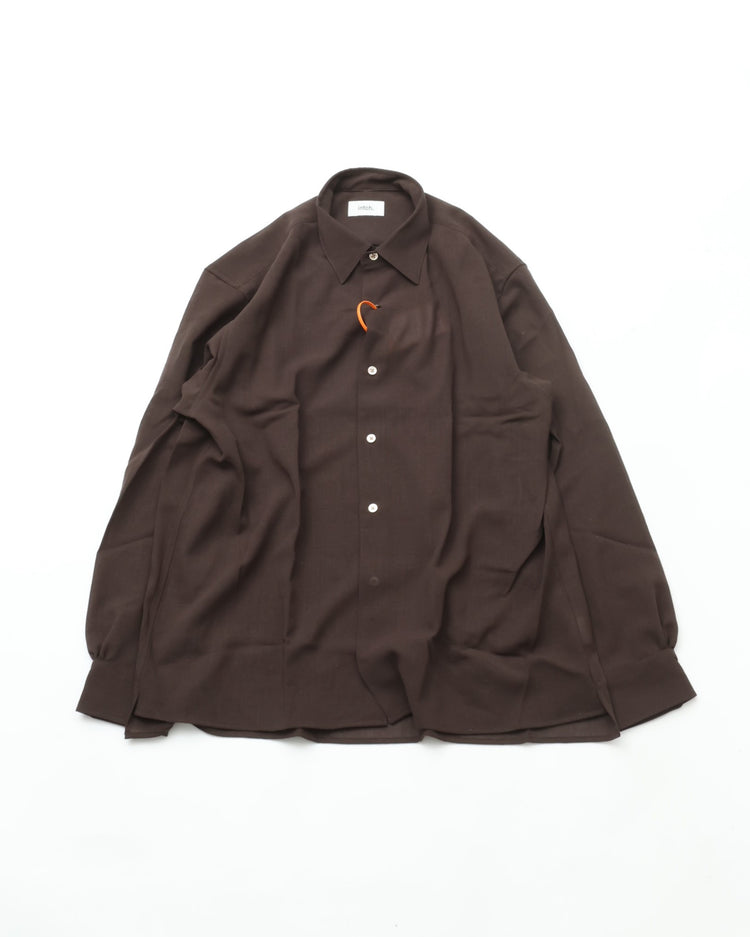 intch.   "Shalt SV" Wool Voile Regular Collar Shirts Brown