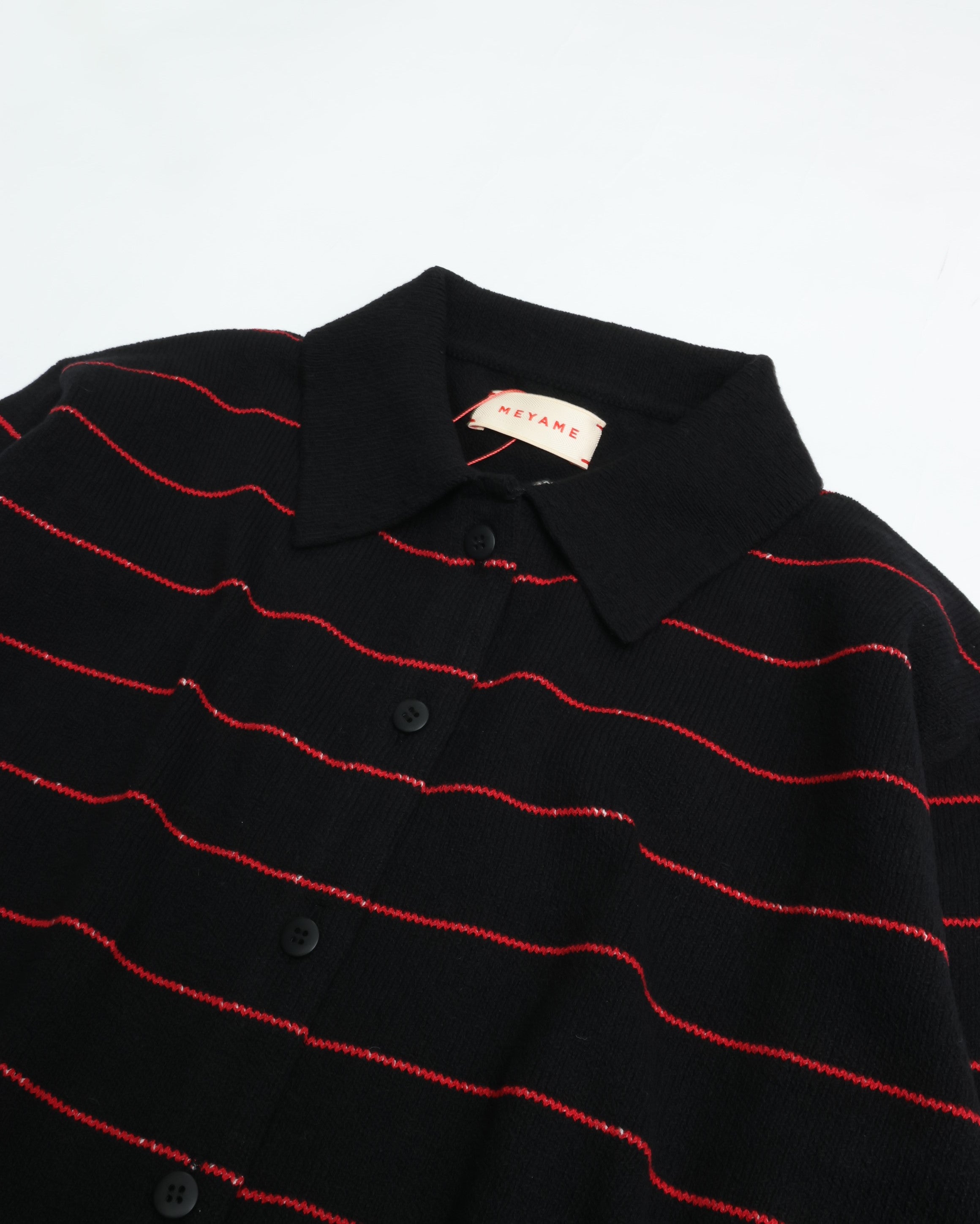 MEYAME BORDER COTTON KNIT CARDIGAN BLACK – CASDAY / キャスデイ
