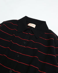MEYAME   BORDER COTTON KNIT CARDIGAN BLACK