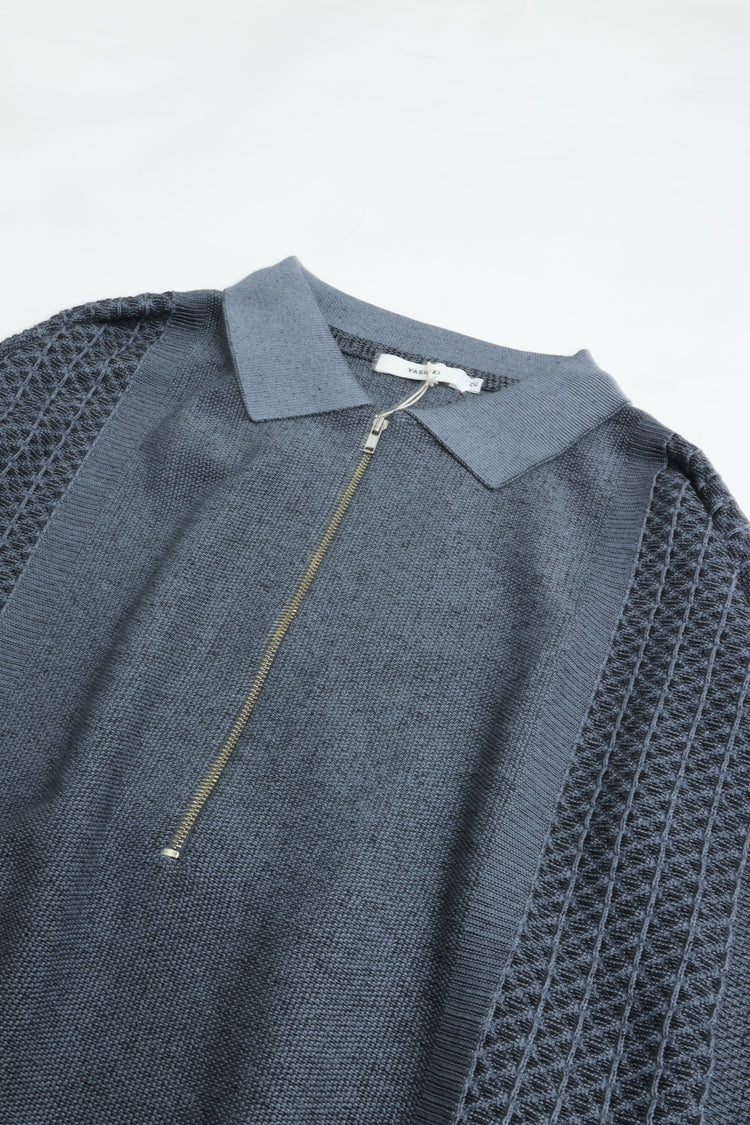 YASHIKI   Kanto ZIp Polo（款冬）YSK-26SS-KN06 BLUE