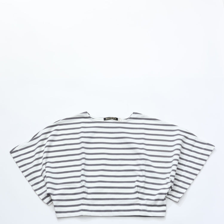 HAVERSACK / 天竺ボーダー　ポンチョ風バスクシャツ WHITE*GRAY