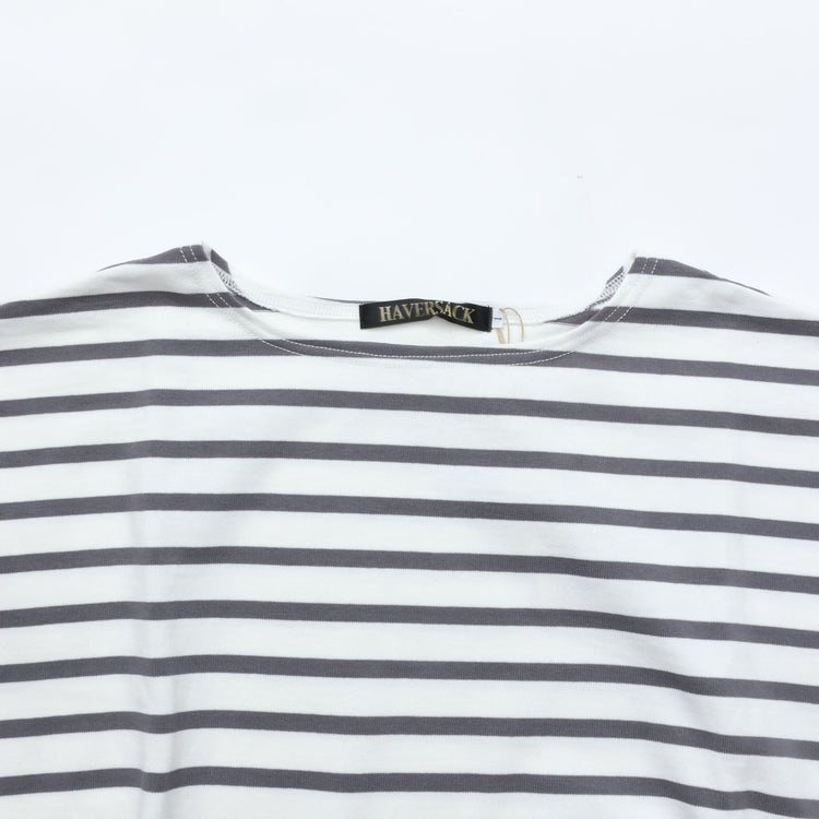 HAVERSACK / 天竺ボーダー　ポンチョ風バスクシャツ WHITE*GRAY