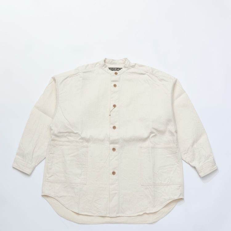 HAVERSACK / C/Lヘリンボーン　バンドカラーオーバーシャツ