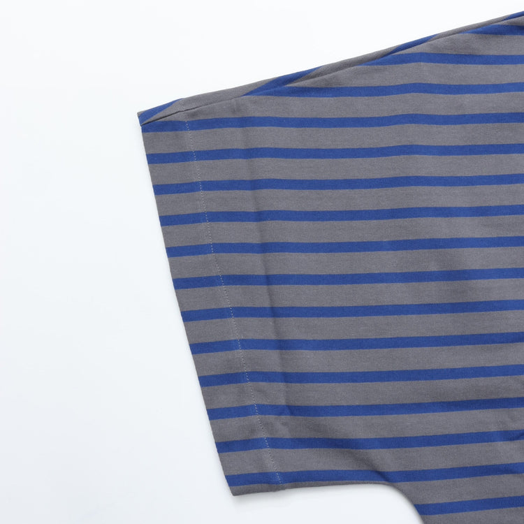 HAVERSACK / Jersey Border Poncho-Style Basque Shirt GRAY*BLUE
