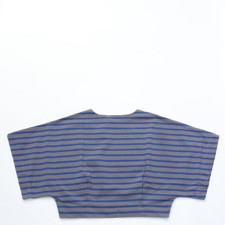 HAVERSACK / Jersey Border Poncho-Style Basque Shirt GRAY*BLUE