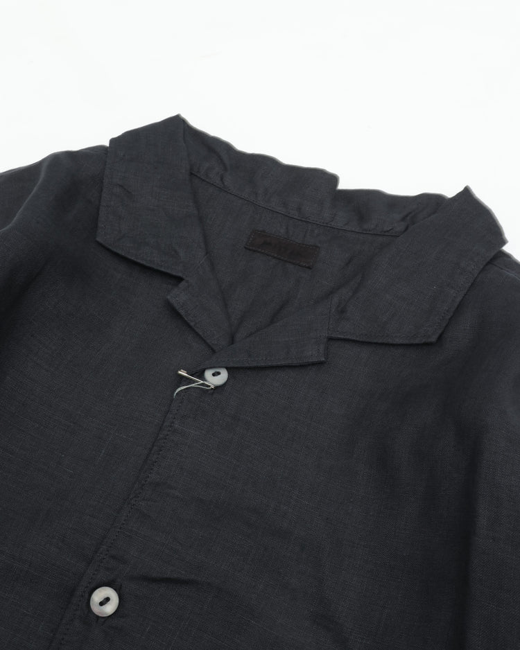MITTAN Hemp Open-Collar Shirt SH-117 Ink Black