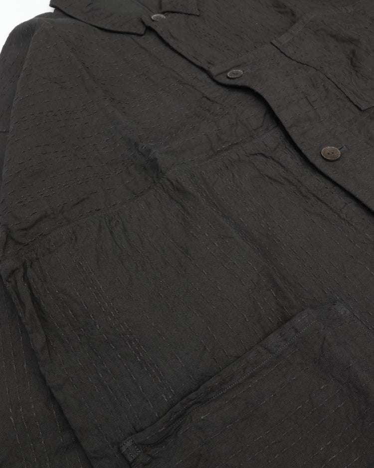 MITTAN    薄手刺し子織ジャケット JK-86 柿渋*墨