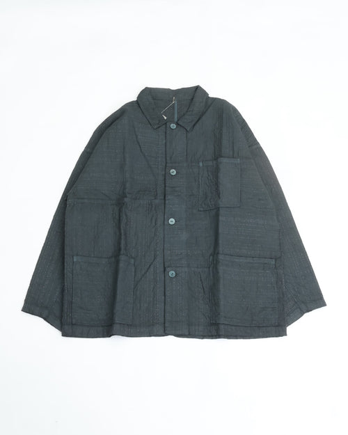 MITTAN    薄手刺し子織ジャケット JK-86 藍*鬱金*墨