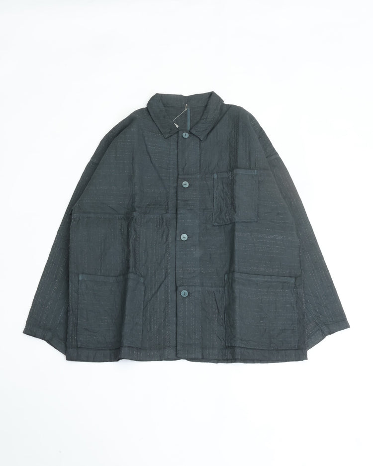 MITTAN    薄手刺し子織ジャケット JK-86 藍*鬱金*墨