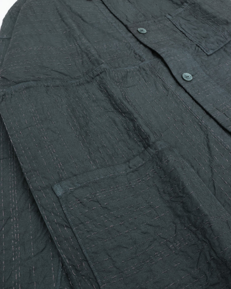 MITTAN    薄手刺し子織ジャケット JK-86 藍*鬱金*墨