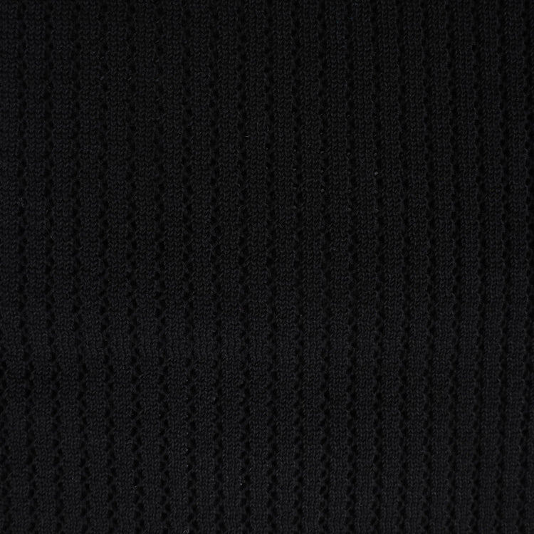 crepuscule / Stripe Mesh Knit Shirt BLACK