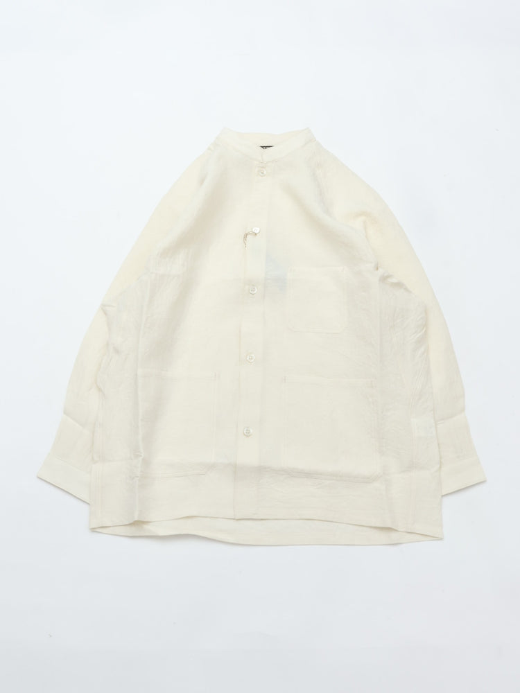 HAVERSACK 822625 (60 Linen Poplin Stand Collar Shirt Outerwear) OFF WHITE