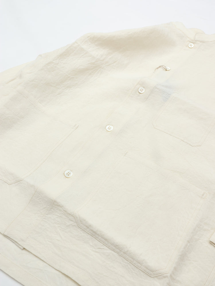 HAVERSACK 822625 (60 Linen Poplin Stand Collar Shirt Outerwear) OFF WHITE