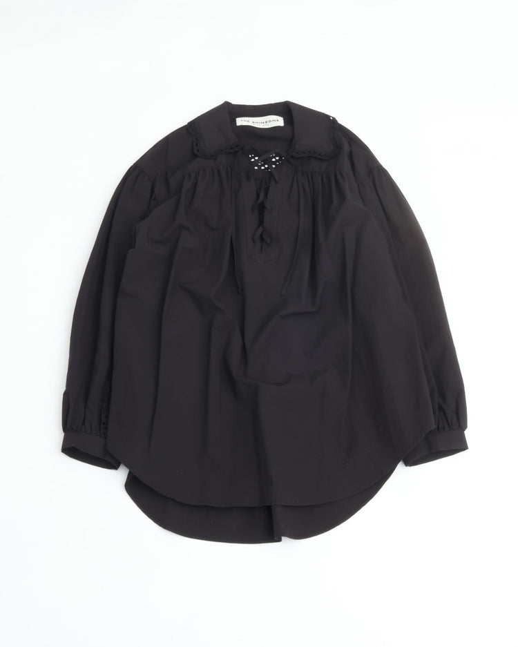 THE SHINZONE  LACE-UP BLOUSE 07 BLACK