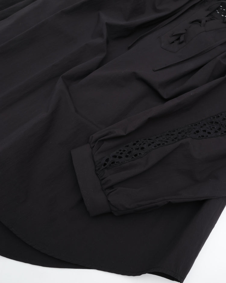 THE SHINZONE  LACE-UP BLOUSE 07 BLACK