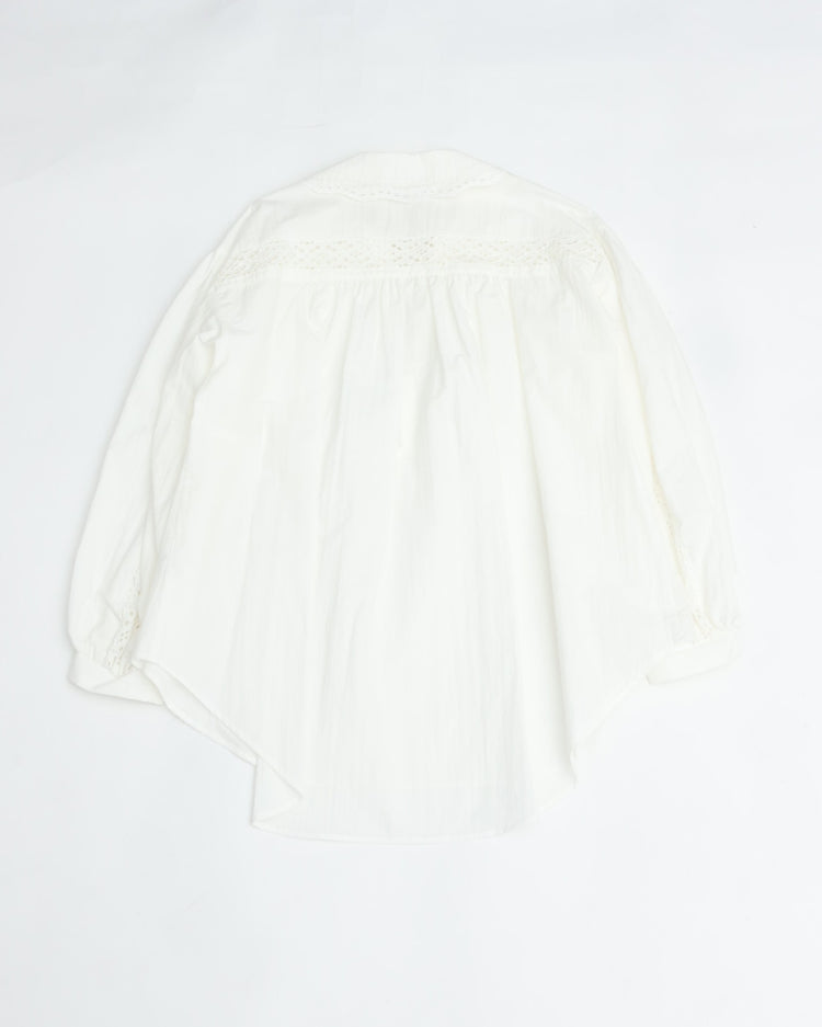 THE SHINZONE  LACE-UP BLOUSE 01 WHITE
