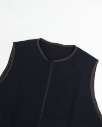 UNTRACE　ジッパーベスト _259 DARK NAVY*DARK BROWN