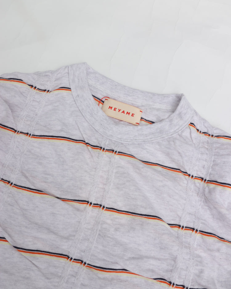 MEYAME   TUCKED JACQUARD BORDER DRESS HEATHER GREY