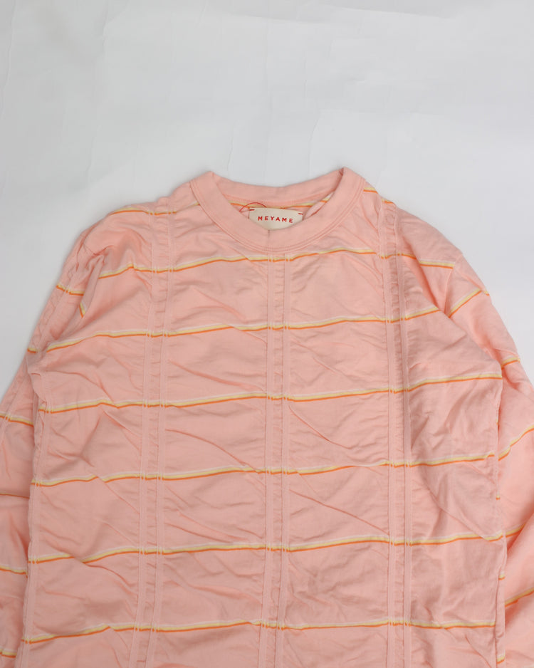 MEYAME   TUCKED JACQUARD BORDER DRESS MEY-2230 PINK