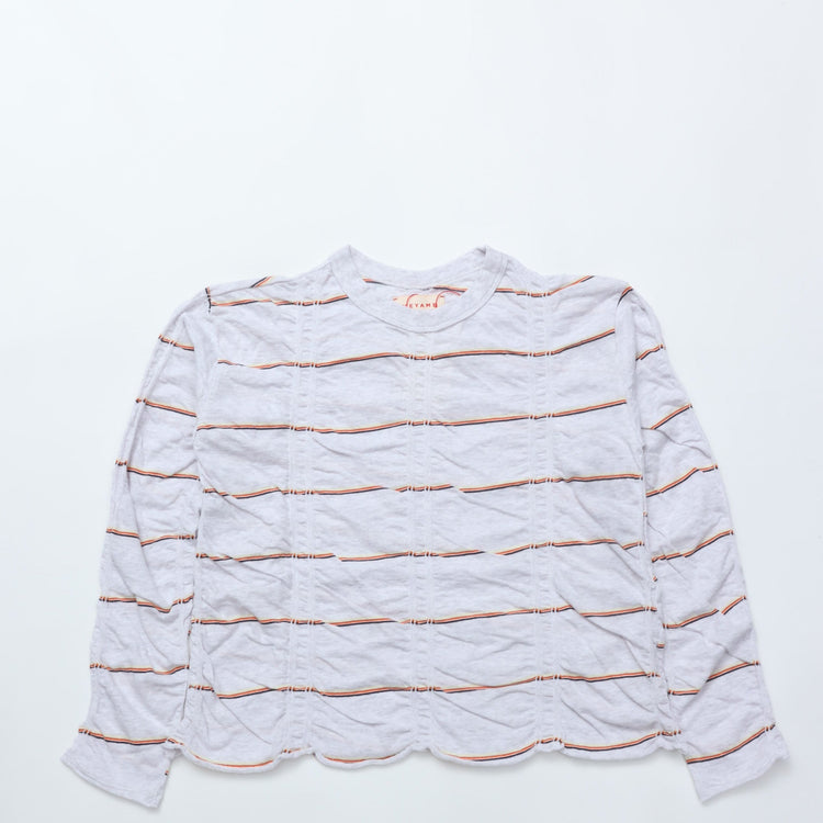 MEYAME / TUCKED JACQUARD BORDER PULLOVER HEATHER GRAY