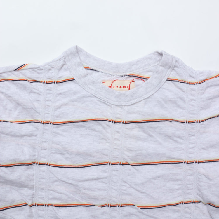 MEYAME / TUCKED JACQUARD BORDER PULLOVER HEATHER GRAY