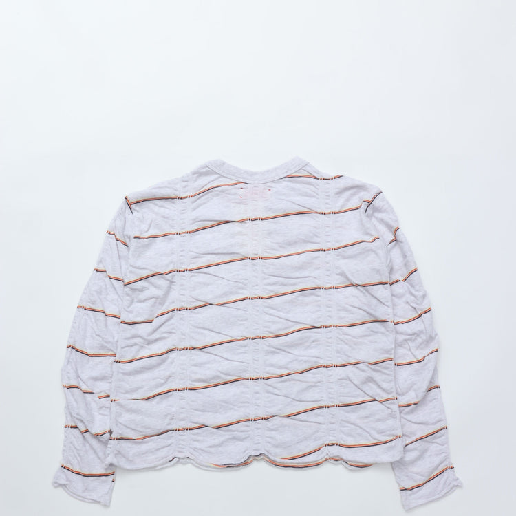 MEYAME / TUCKED JACQUARD BORDER PULLOVER HEATHER GRAY