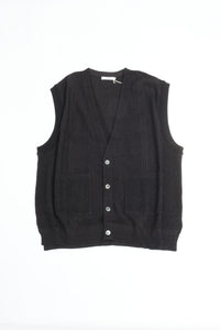 YASHIKI Shirotsume V-neck Vest (White Clover) YSK-26SS-KN09 BLACK
