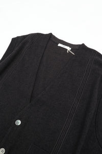 YASHIKI Shirotsume V-neck Vest (White Clover) YSK-26SS-KN09 BLACK