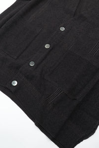 YASHIKI Shirotsume V-neck Vest (White Clover) YSK-26SS-KN09 BLACK