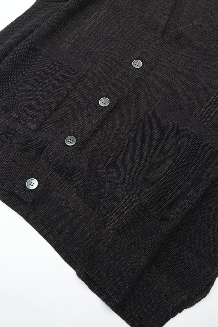 YASHIKI Shirotsume V-neck Vest (White Clover) YSK-26SS-KN09 BLACK