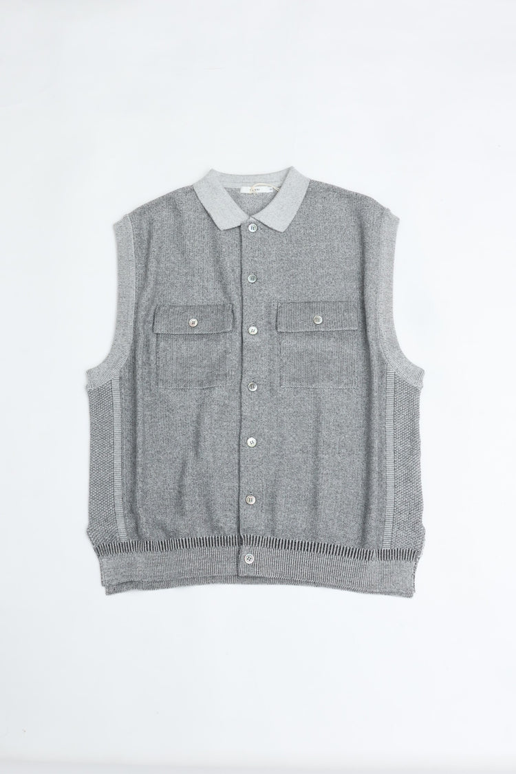 YASHIKI    Haoto Collar Vest（葉音）YSK-26SS-KN08 MIX GRAY