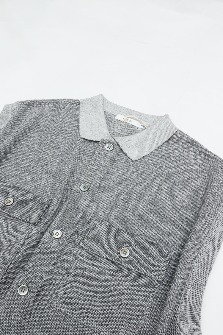 YASHIKI Haoto Collar Vest (Haoto) YSK-26SS-KN08 MIX GRAY